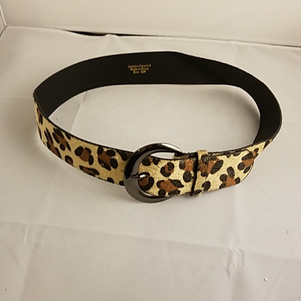 Jessica Howard Women Leopard Cowhair Belt 10P